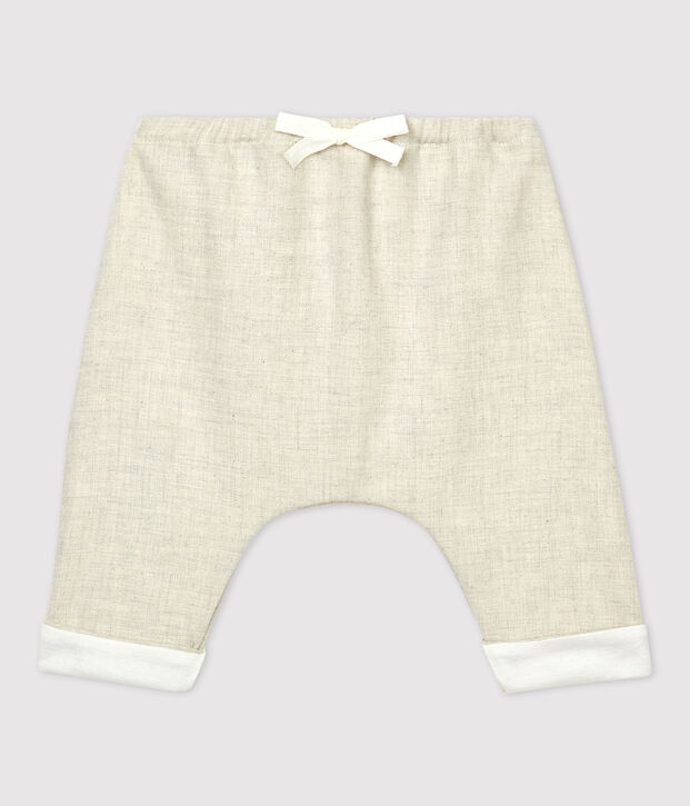 Pantalon b&eacute;b&eacute; flanelle en coton biologique beige chin&eacute;